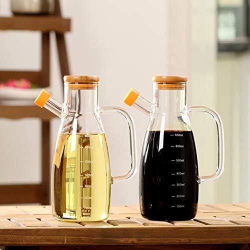 Scucs Olive Oil Dispenser and Vinegar Cruet Bottle with Lid and Handle, Glass Bottle Cruet Lead-Free, Vinegar Bottles for Kitchen Cooking Container