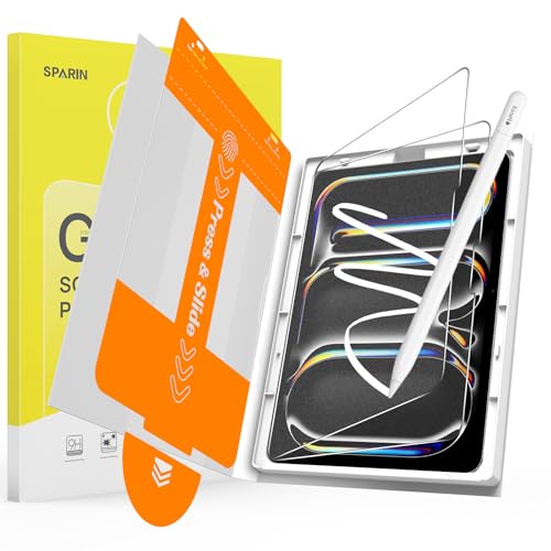 SPARIN 2 Pack Paper Glass Screen Protector for iPad Pro 13 Inch M5/M4(8th/7th Generation 2025/2024) with Easy Installation Tray Matte Tempered Glass Film for Drawing/Writing Anti-Glare & Apple Pencil Support