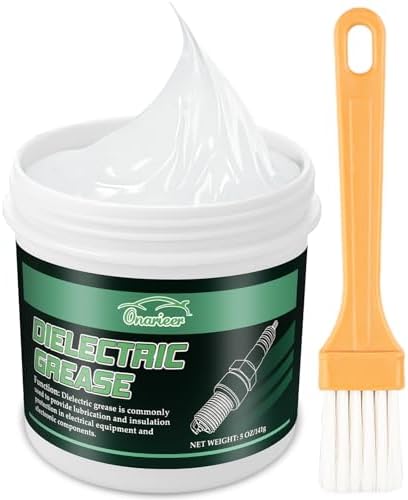 5 oz Dielectric Grease for Electrical Connectors, Silicone Grease with A Brush, Silicone Paste for Automotive, Spark Plug, O Rings, Marine, Insulation Protection, Waterproof & Heat Resistant