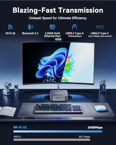 Image of ACEMAGIC Matrix Mini M1 Mini PC Windows 11 Pro Intel Core i9 13900HK 32GB RAM 1TB SSD (14C /20T) up to 5.4GHZ USB4 /HDMI /DP WiFi 6E 2.5G LAN, Mini Computers Mircro Desktop Beat I9 12900HK 7840HS 6800H