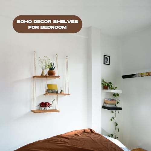 Image of Hanging Shelves For Wall Shelves For Plant Shelf Indoor Wall Shelf Hanging Plant Shelf Floating Shelves For Wall Shelf For Bedroom Decorative Wall Shelves Window Shelf Macrame Shelf For Living Room