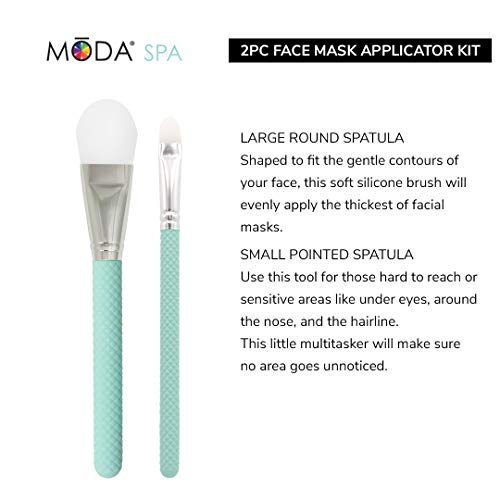 Moda Spa Face Mask Applicator Set, Includes, Large Round Spatula, And Small Pointed Spatula, Mint #TOP2