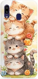 جراب موبايل 50 من السيليكون مزين بطبعة ومتوافق مع موبايل سامسونج جالاكسي A30