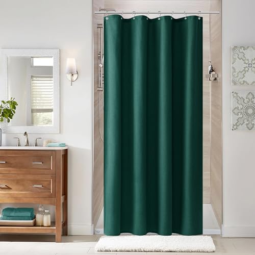 Naturoom Linen Shower Curtain 42x72 Inch for Bathroom Dark Green 1 Panel