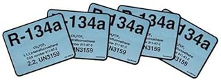 Pack of (5) R-134 / R134a / tetrafluroroethane Refrigerant Labels # 04134 Color Coded Refrigerant ID Labels