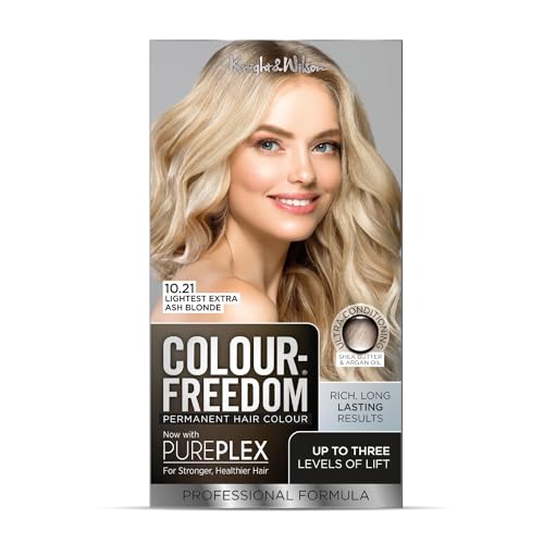 Colour Freedom Lightest Extra Ash Blonde Permanent Hair Colour. Formulated with PurePlex to Protect, Restore and Nourish. Up to 3 Levels of Lift. 10.21 Extra Ash Blonde. By Knight & Wilson