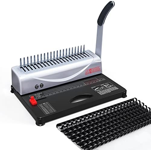 Binding Machine for Letter Size/A4/A5, 450 Sheet Binding Capacity, 12 Sheet Punch Capacity, Manual Paper Binder with 100 PCS 3/8'' PVC Comb Bindings