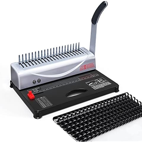 Accwork Comb Binding Machine, 21-Hole, 450 Sheet, Paper Binder with 100 PCS 3/8'' PVC Comb Bindings, Binding Machine for Letter Size/A4 Cover