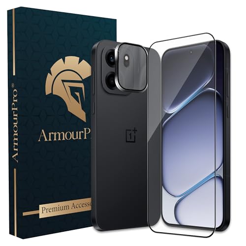 Image of ArmourPro Edge to Edge Tempered Glass for OnePlus Nord CE 6 with Black Camera Ring Guard, 9H Screen Protector, Anti-Scratch, Anti-Fingerprint, Bubble-Free Installation Kit