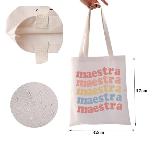 ZJXHPO Maestra Tote Bag Teacher Appreciation Gift Spanish Teacher Reusable Shopping Bag Bilingual Teacher Shoulder Bag2
