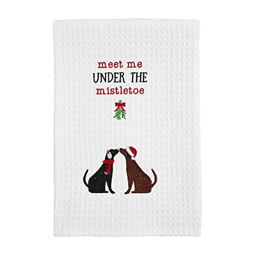 Mud Pie Christmas Waffle Towel, Dogs, 25" x 16"