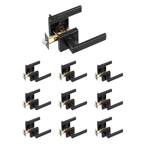 VEVOR Privacy Door Handle, 10-Pack Matte Black Interior Door Lever, Left or Right Handing Reversible Lever with Keyless Turn Lock, 45° Rotation to Open, Door Handles for Bedroom and Bathroom Doors