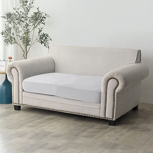 Housse coussin canapé extensible en velours doux et élastique gris - 8