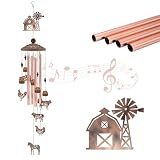 Farmhouse Decor Wind Chimes, Chicken Wind Chime Gift for Women Men, 35" Vintage Metal Farm Animal Windmill & Barn Decor for Home, Outdoor Garden Patio