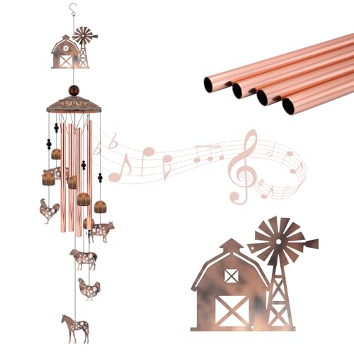 Farmhouse Decor Wind Chimes Chicken Wind Chime Gift for Women Men 35 Vintage Metal Farm Animal Windmill & Barn Decor for Home Outdoor Garden Patio