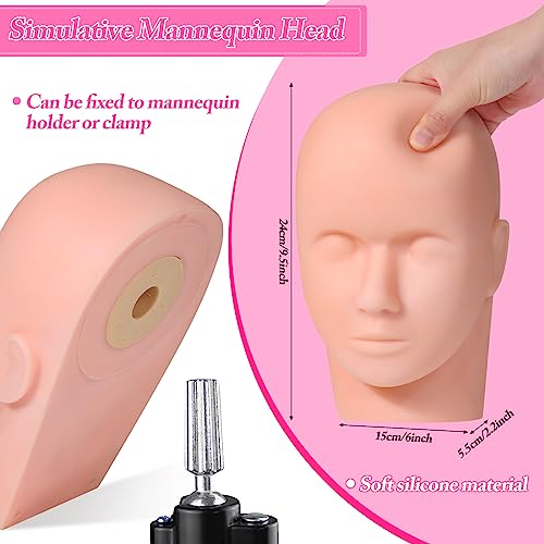 Lash Mannequin Head for Practice Training, Cosmetology Mannequin Head Doll Face Head with Eye Lashes Supplies Kits for Beginners Lash Extensions, Makeup (Soft Rubber & Natural Skin Color) - Thumbnail 4