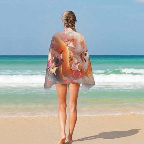 Serviette de plage renard en automne microfibre 130x80 cm - 5