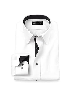 Paul Fredrick Mens Slim Fit Comfort Stretch Non-Iron Solid Dress Shirt