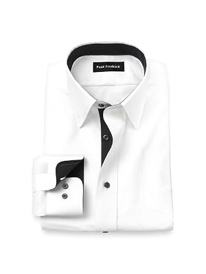 Paul Fredrick Mens Slim Fit Comfort Stretch Non-Iron Solid Dress Shirt