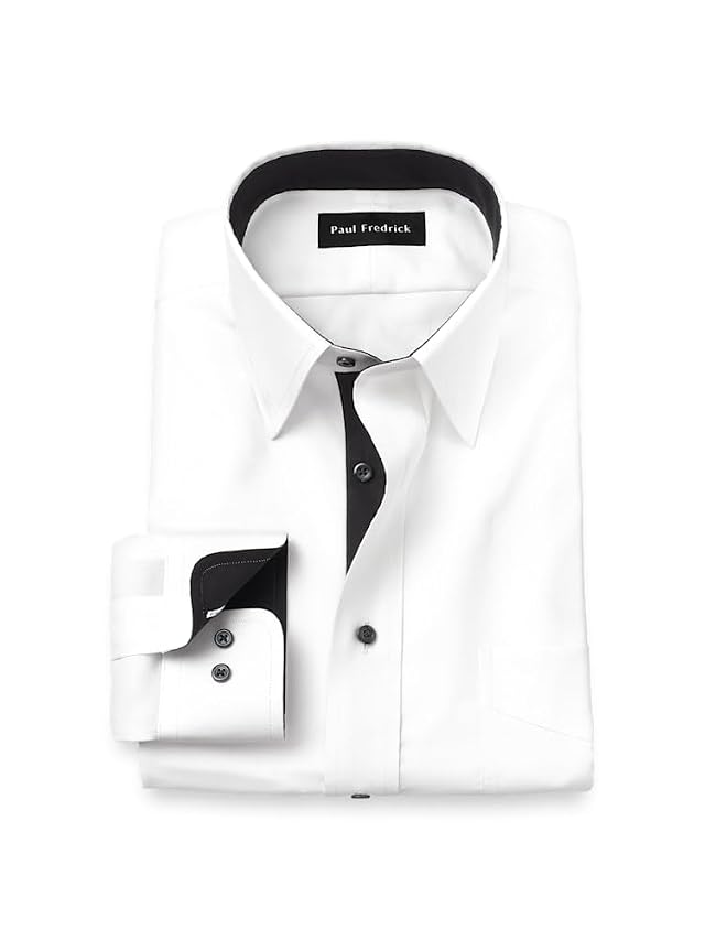Paul Fredrick Mens Slim Fit Comfort Stretch Non-Iron Solid Dress Shirt