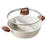 CAROTE Hot Pot with Divider Double Flavor Divided Stockpot with Glass Lid, Dual Sided Nonstick Stock...
