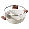 CAROTE Hot Pot with Divider Double Flavor Divided Stockpot with Glass Lid, Dual Sided Nonstick Stock Pot, Shabu Shabu Pots, Cookware for Induction Cooktop Gas Stove, 4.5-QT