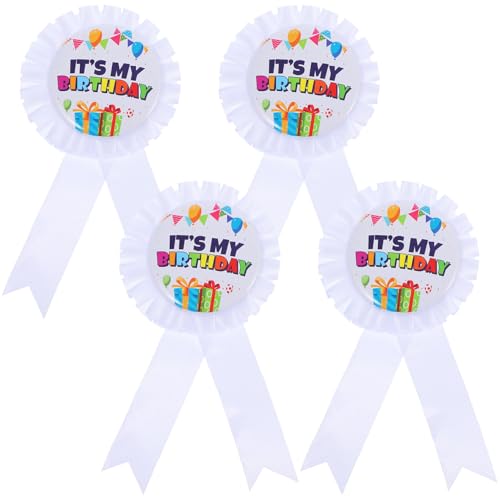 Insignias de cumpleaños doradas y broches de fiesta para fotos de mujer kit de 4 piezas