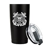 Military Gift Shop 20oz Coast Guard Tumbler, Double-Walled Insulated Steel USCG Coffee Mug with Lid | Coast Guard Gifts | Coast Guard 20oz Tumbler