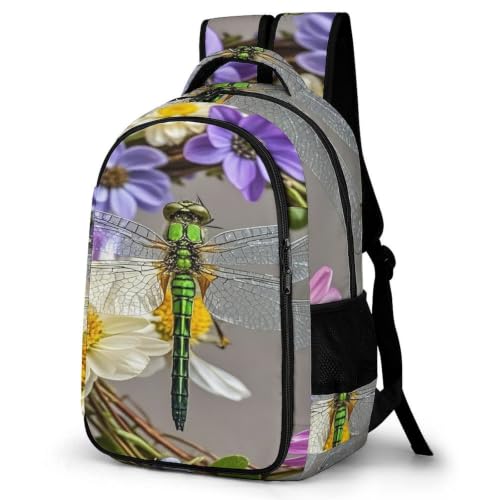 Mochila para portátil ergonómica con estampado de libélula para evitar dolor de espalda