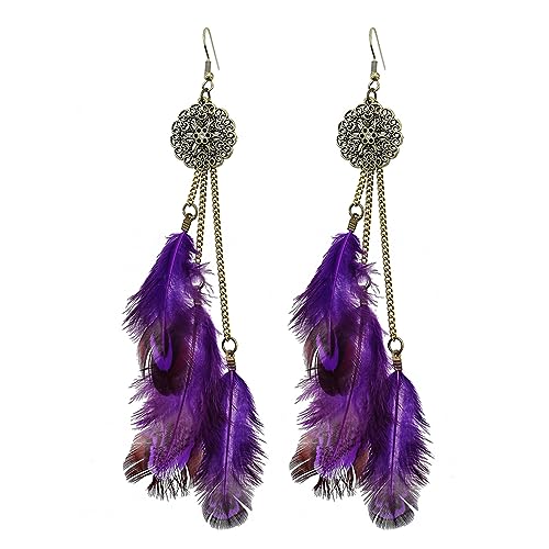 Boucles d'oreilles en plumes pour soirée bohème et look ethnique chic de festival