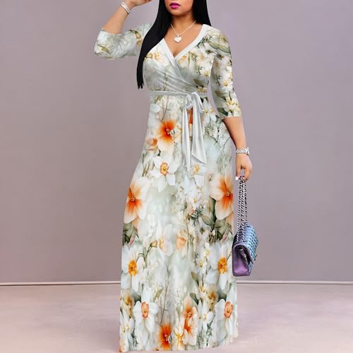 Image of PinkPatty Plus Size Maxi Dress for Women 3 /4 Sleeve Casual Long Dress