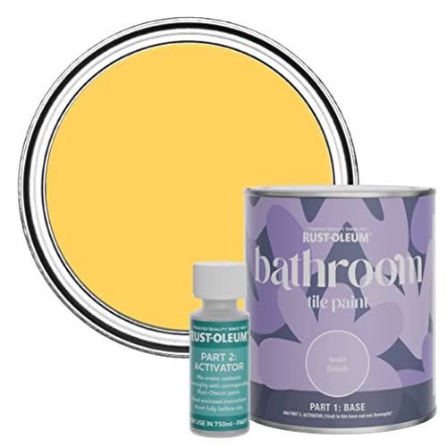 Rust-Oleum Yellow Water-Resistant Bathroom Tile Paint in Matt Finish - Lemon Jelly 750ml