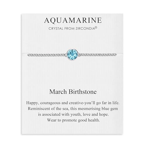 Philip Jones March (Aquamarine) Birthstone Anklet Created with Zircondia® Crystals