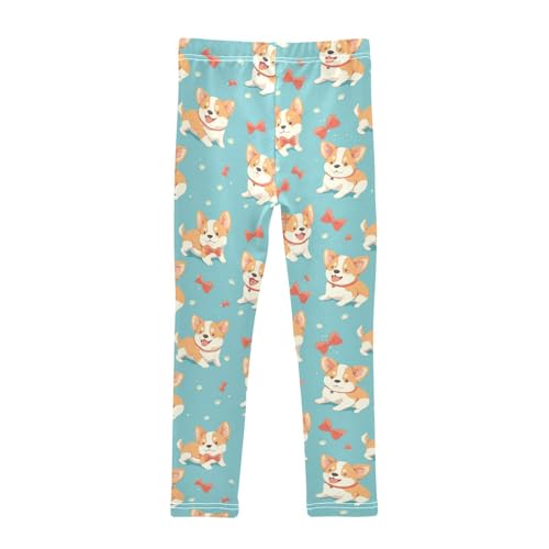 Funny Corgi Girls' Leggings Toddler Doodles Bows Kids Yoga Pants Dance Active Tights 4T2