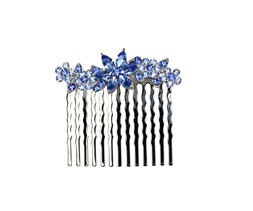 Peigne à cheveux strass bleu Faship accessoire de tête floral mariage et pince ornementale