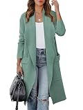 Prinbara Women's 2023 Casual Long Cardigan Sweater Open Front Draped Lapel Knit Warm Oversized Coat