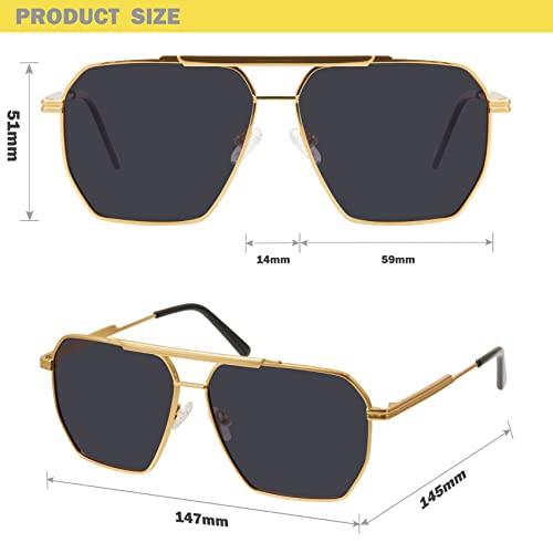 mosanana Square Polarized Aviator Sunglasses for Women Men Metal Classic Retro Vintage MS522424