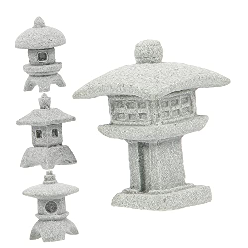 SUPVOX 4 Piezas Modelo de Pagoda Estatua de bonsái Adornos Zen decoración Jardin Exterior decoração casa decoración de la Estatua de la Pagoda Modelo de pabellón de Mesa de Arena Arenisca