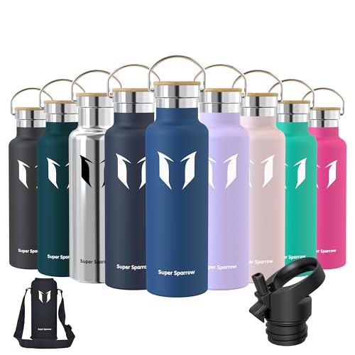 Super Sparrow Botella Agua Acero Inoxidable - Botella Agua Niños - 350ml/500ml/620ml/750ml/1L - Botella Termica Boca Estándar - Sin BPA, para Niños & Adultos, Deporte, Oficina, Yoga, Ciclismo