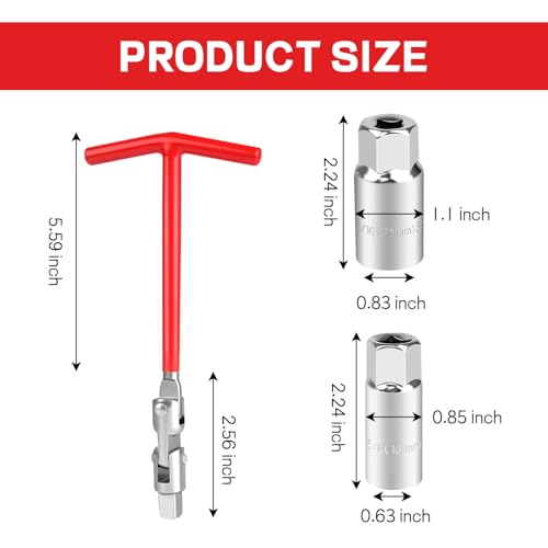 wuyaoyao Spark Plug Socket Wrench Set T-Handle 16mm (5/8\") & 21mm (13/16\") Installer Tool, Universal Spark Plug Remover Tool for Motorcycles, Lawn Mowers and Small Motor Vehicles - Thumbnail 2