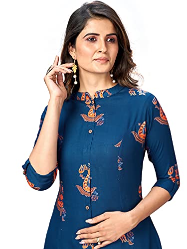 Image of Vbuyz Women's Cotton Floral Print A-Line Regular Fit Kurta | Stylish Kurti