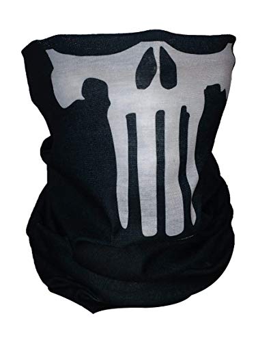 Icon Sportswear Themed Neck Gaiter, Balaclava, Neck Warmer, Face Mask Inspired by Hulk, Breaking Bad, Punisher, Stormtroopers, Guy Faux, Jigsaw, Man Beard and More! (Punished)