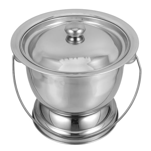 Gogogmee ステンレス製小便器 カバー付き 便器 ベッドサイド用便器バケツ 滑り止め加工 軽量 コンパクト設計 安定感ある設計
