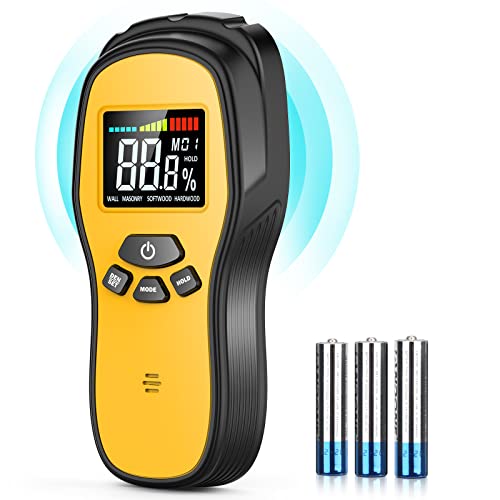 Pinless Wood Moisture Meter Detection - Firewood Moisture Meter Digital Moisture Detector For Lumber Drywall Firewood Masonry Woodworking Plaster Floor Concrete Building With Lcd Display Sound Alarm #TOP6