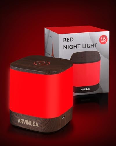 Red Light Night Light Lamp, 670nm Wavelength Aid to Support Deep Relaxation: Naturally Aids Sleep with 2 Colors, 3 Brightness & Touch Control for Adults, Kids Bedroom - USB Charging, Elegant Design