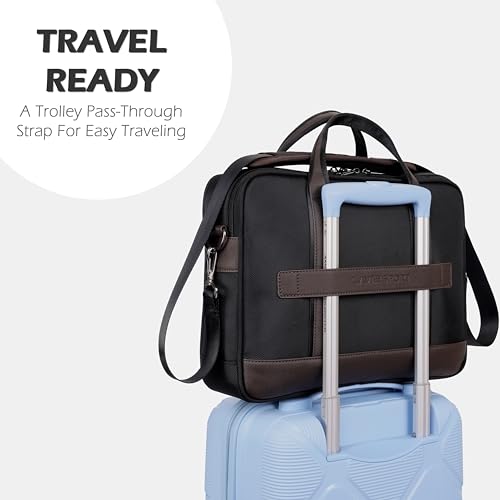 Image of Lavie Sport Magnate Briefcase 12L Multifunctional Laptop Briefcase Bag | Premium Leatherette Business Briefcase for Men & Women | Messenger Shoulder Bag with Detachable Strap