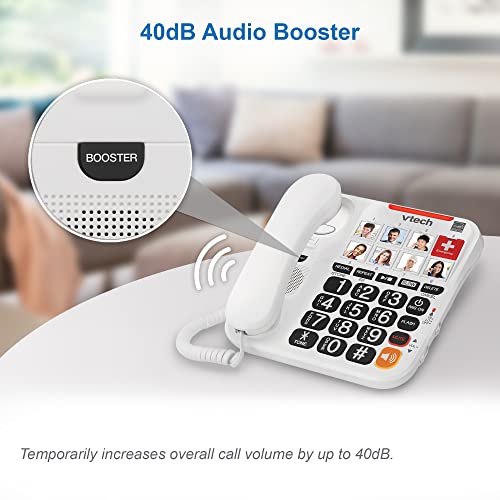 Vtech Sn1127 Amplified Corded Answering System. 8 Photo Speed Dial, 90Db Ringer Volume, Big High-Contrast Buttons, Audio Booster(+40Db), Visual Ringer. Perfect For Seniors, Visually & Hearing Impaired #TOP4