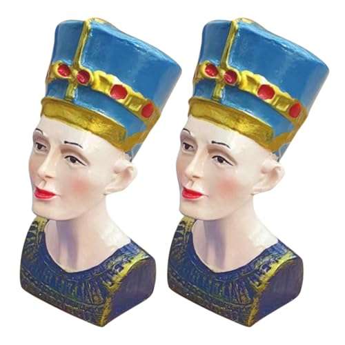 Image of WESIEVYA 2pcs Egyptian Queen Resin Figurines Antique Style Miniature Bust Statues for Desktop Decor Micro Scene Sand Table Decoration Gift for Home Office