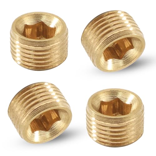 LifCratms 1/8" NPT Male Plug, Brass, Internal Hex Thread Pipe Plug
