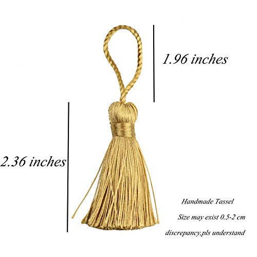 Image of Makhry 20pcs 4.3 Inch Handmade Silky Floss Mini Tiny Craft Tassels with 2-Inch Cord Loop and Small Chinese Knot for Earrings, Souvenir, Bookmarks, DIY Craft Accessory,Tags (#47Champagne)